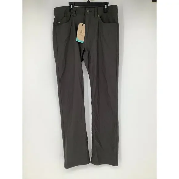PrAna Men's 38x32 Gray Brion Pants II Stretch Zion Straight Outdoor Hiking K7-5